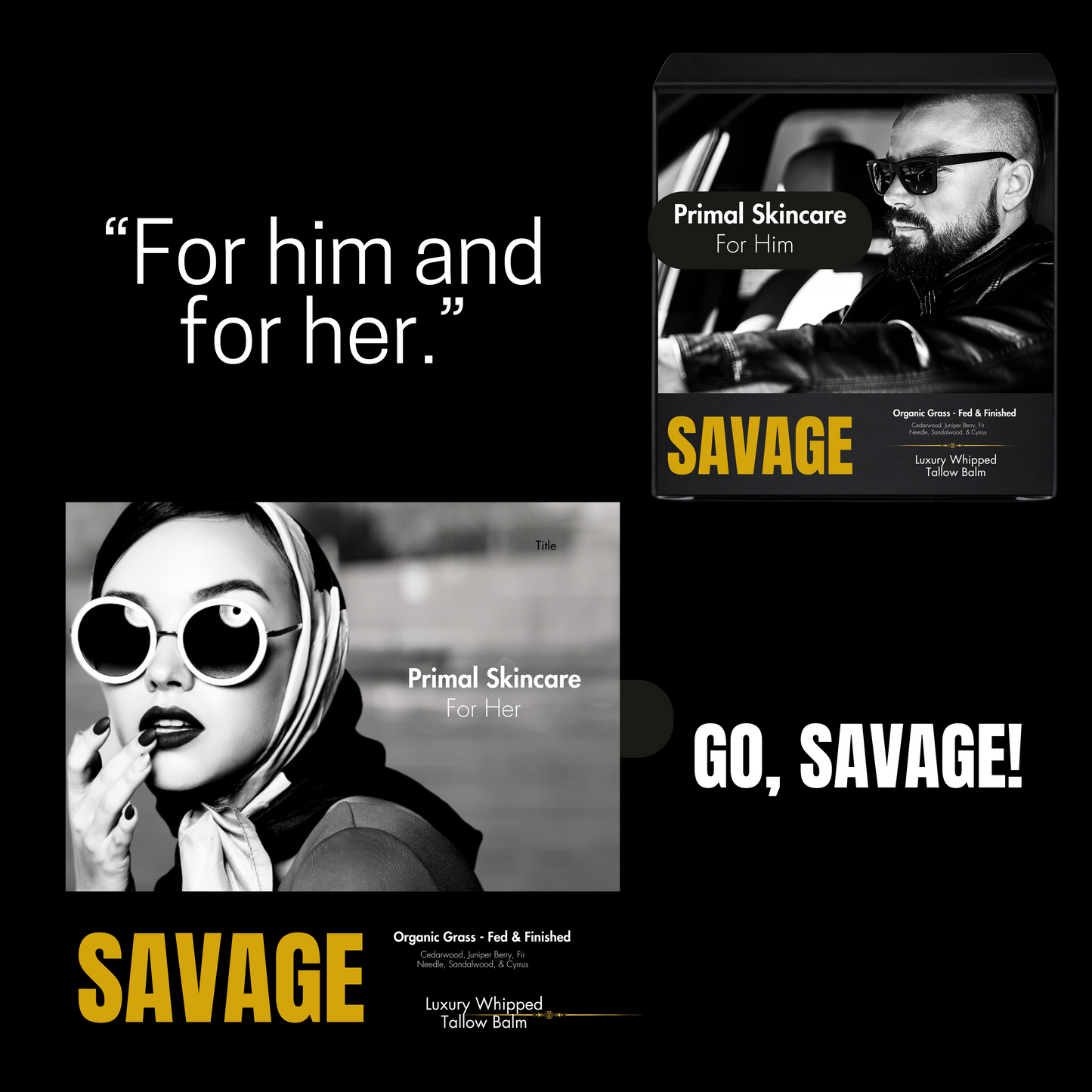 Savage Balm - Grass Whipped Tallow Balm 190g with Beeswax, Cedarwood, Castor Oil, Sandalwood, Cypress Oil, Fir Needle and Juniper Berries